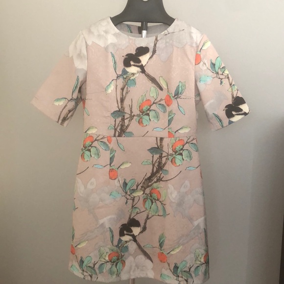 Chicanary Floral Bird Vintage Inspired Dress Sz L - Picture 1 of 9
